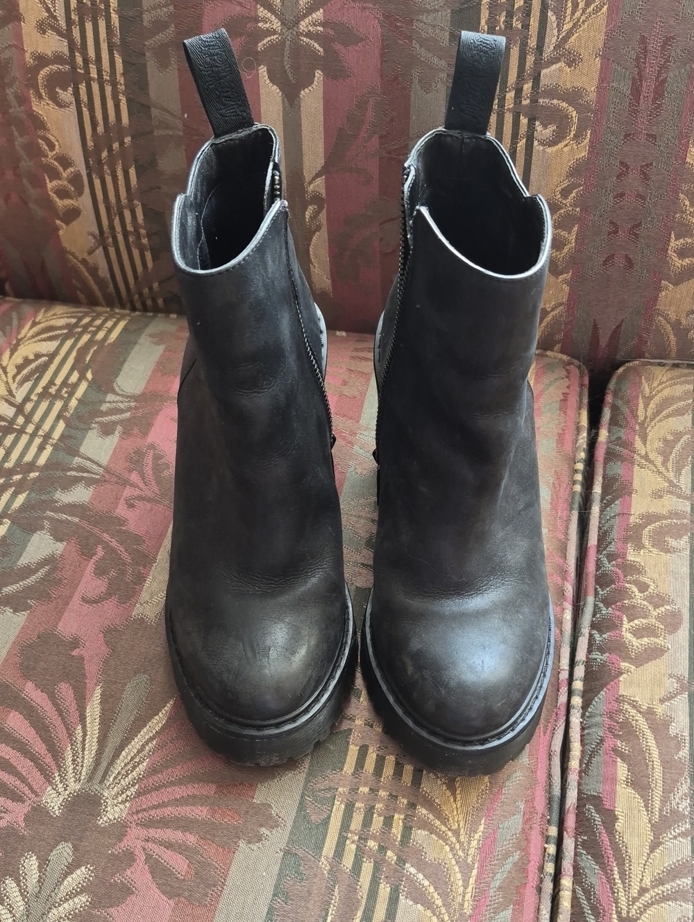 Dr. Martens Black Leather Magdalena Zip Ankle Boots With Heel